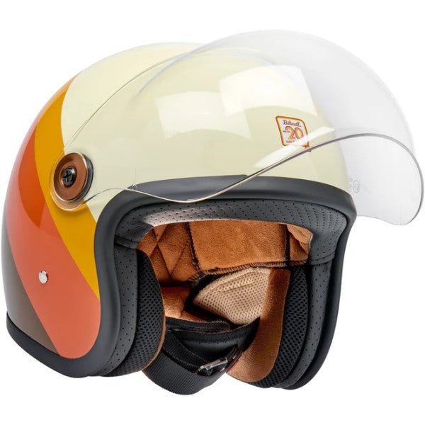 Casque Ouvert de Moto Tahoe Édition Limitée 20ème Brun/Orange visière ouverte
