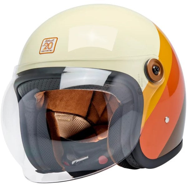 Casque Ouvert de Moto Tahoe Édition Limitée 20ème Brun/Orange incliné de droite