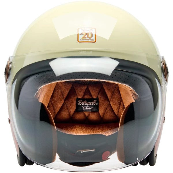 Casque Ouvert de Moto Tahoe Édition Limitée 20ème Brun/Orange de face