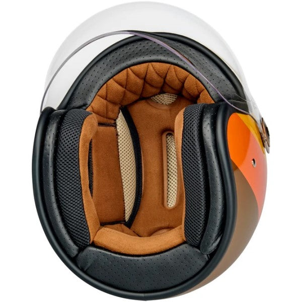 Casque Ouvert de Moto Tahoe Édition Limitée 20ème Brun/Orange de dessous
