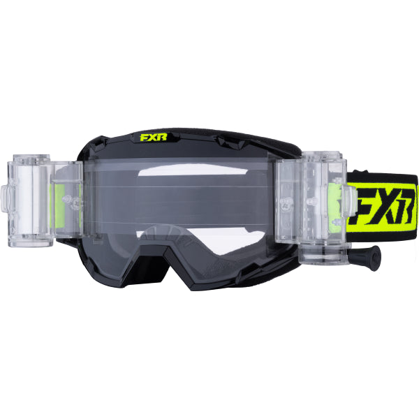 Lunette de Motocross Prime Roll-Off FXR haute visibilité et noir