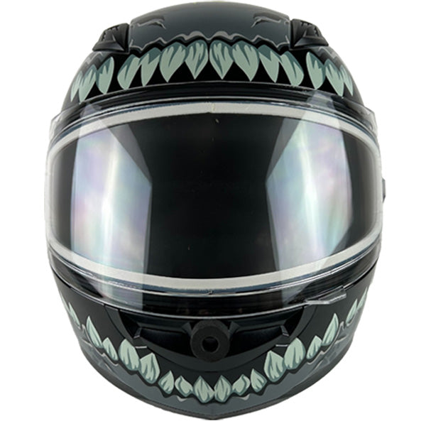 Casque Intégral de Motoneige GMax Beast Drax Junior argent, de face