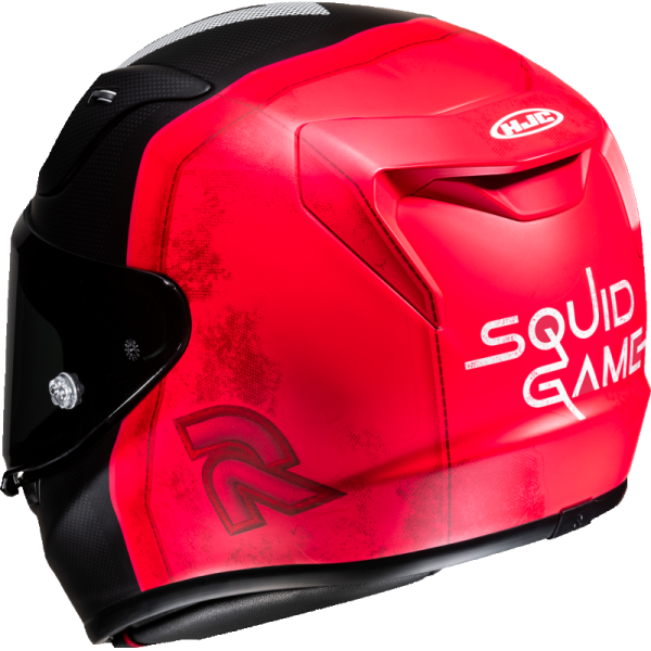 Casque Intégral de Moto HJC RPHA 12 Squid Game Édition Limitée Noir/Rouge incliné de dos