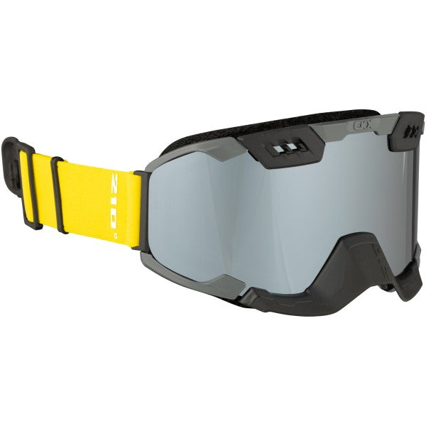 Lunettes de Motoneige 210° Isolée pour Sentier Gris/Jaune Miroir incliné de gauche