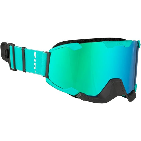 Lunettes de Motoneige 210° Isolée pour Sentier Turquoise Miroir incliné de gauche