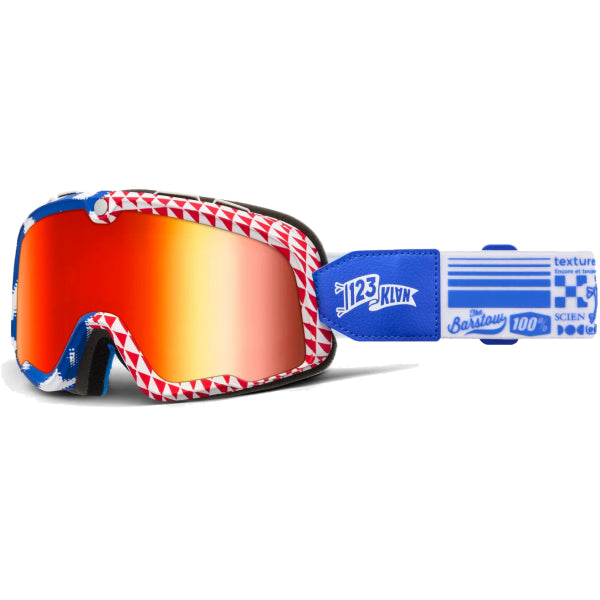 Lunette de Motocross Barstow Lentille Miroir 100% bleu blanc et rouge