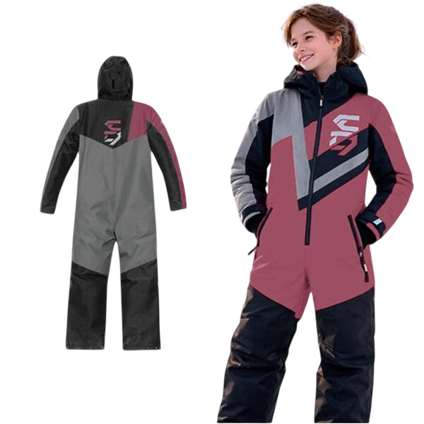 Ensemble de Motoneige de Sentiers Pilot Junior/Choko,gris rose, face et dos