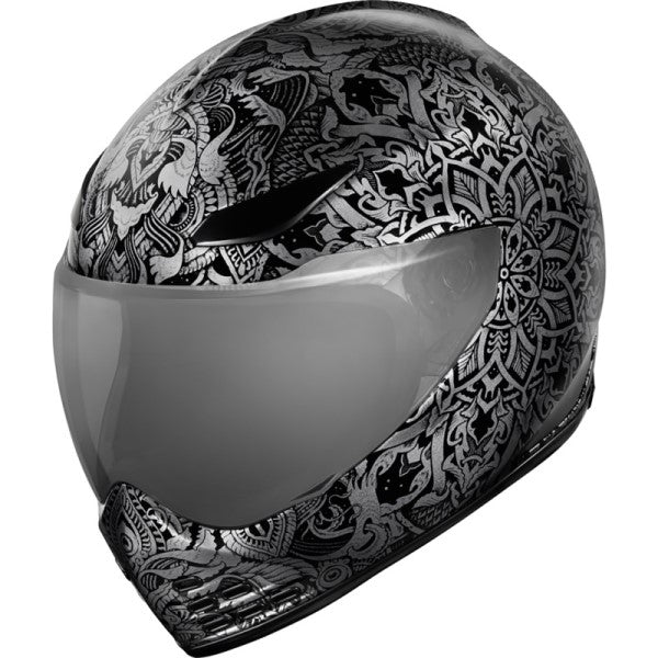 Casque Intégral de Moto Domain Gravitas Argent/Noir incliné de face