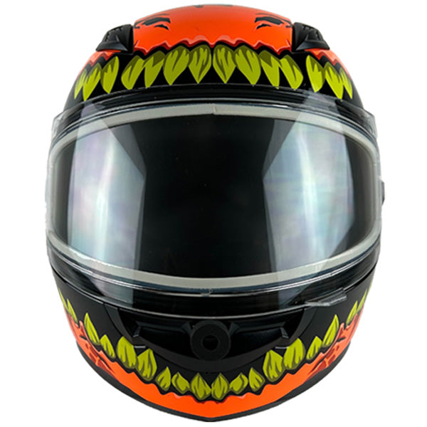 Casque Intégral de Motoneige GMax Beast Drax Junior orange, de face