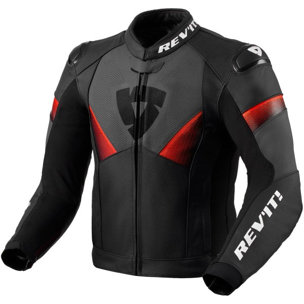 Manteau de Moto Argon 2 Noir/Rouge côté avant