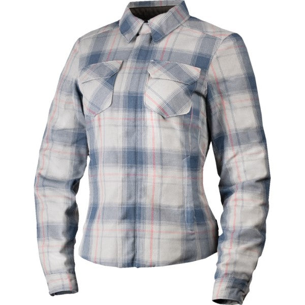 Chemise de Moto Fallblock Flanelle Femme Gris de face