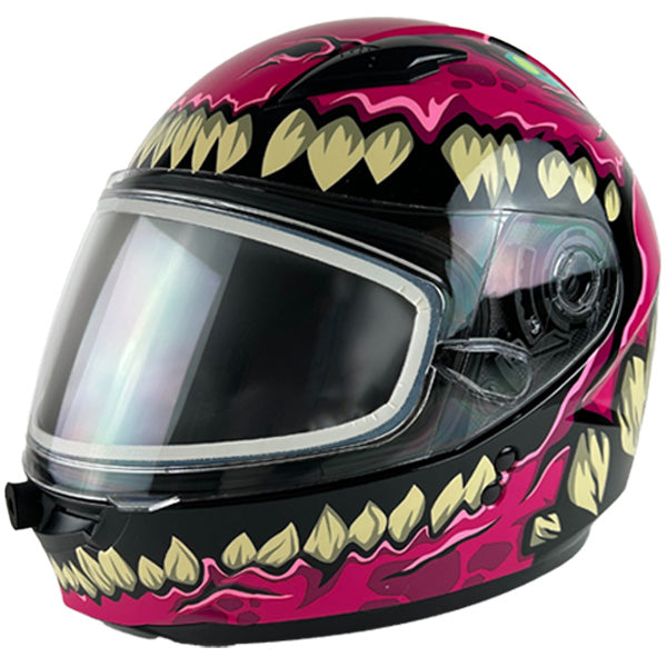 Casque Intégral de Motoneige GMax Beast Drax Junior rose, côté gauche