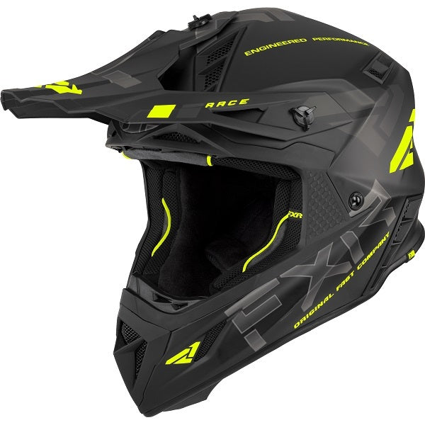 Casque de Snowcross Helium Race Avec Boucle à Libération Rapide Noir/Haute Visibilité