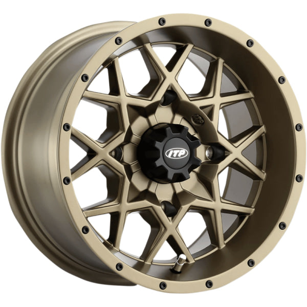 0230-0718 ITP ホイール ハリケーン 15x7 4/156 4+3 つや消し黒 HD ITP Storm-Series Hurricane Wheels, 15 Inch (with optional mounted tires)
