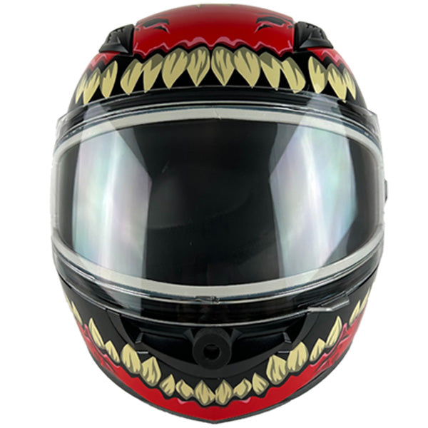 Casque Intégral de Motoneige GMax Beast Drax Junior rouge, de face