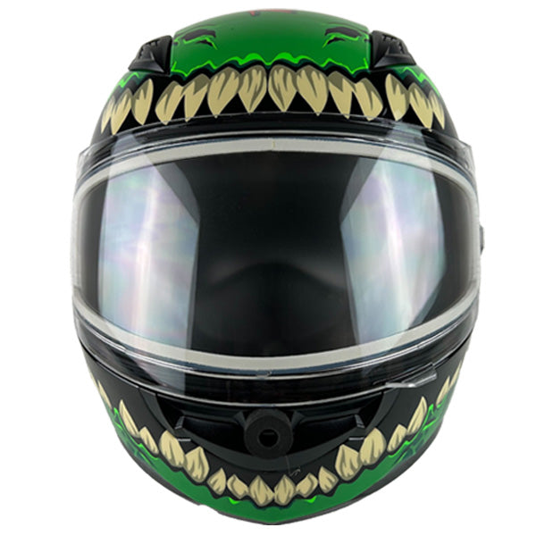 Casque Intégral de Motoneige GMax Beast Drax Junior vert, de face