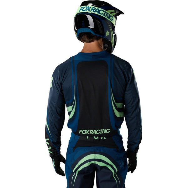 Chandail de Motocross 180 Draft/Fox/noir, bleu, de dos