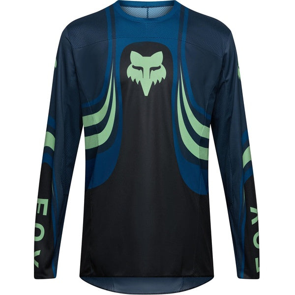 Chandail de Motocross 180 Draft/Fox/noir, bleu, de face