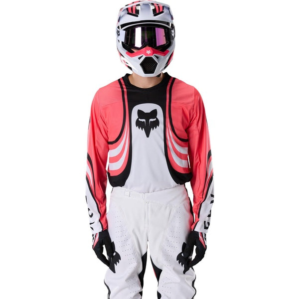 Chandail de Motocross 180 Draft/Fox/blanc rose, de face