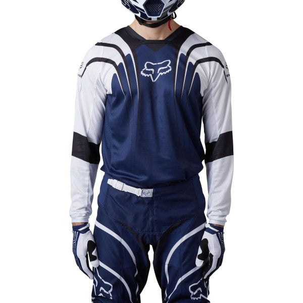Chandail de Motocross 180 GOAT Strafer Bleu/Blanc essayage de face