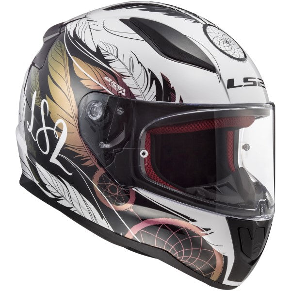 Casque Intégral de Moto Rapid Dream Catcher Blanc/Multicolore incliné de gauche