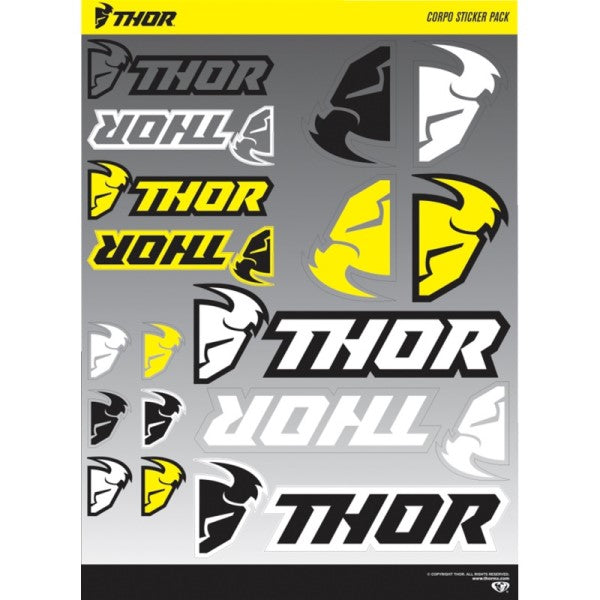 Ensemble d’Autocollants Corpo Noir/Blanc/Jaune avec logos Thor