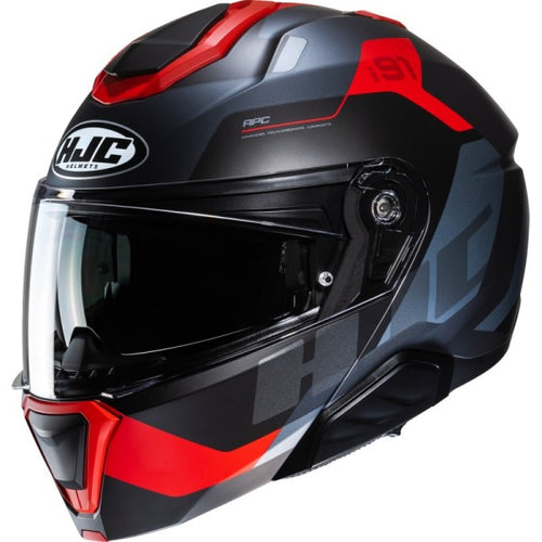 Casque Modulaire de Moto i91 Carst Gris/Rouge incliné de droite