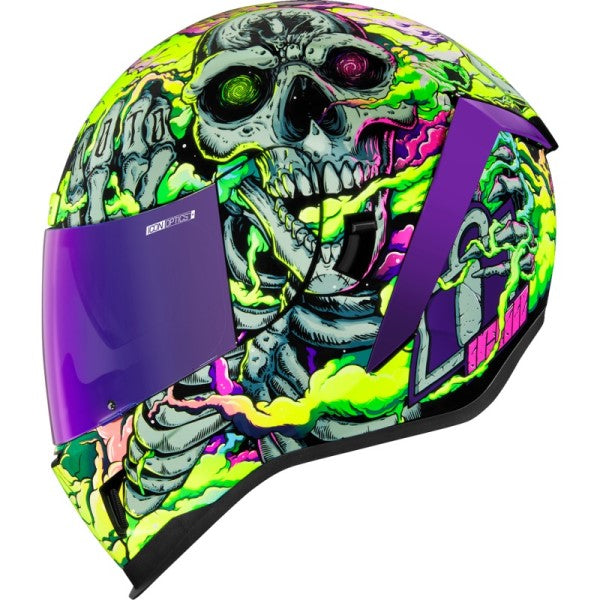 Casque Intégral de Moto Airform Hippie Dippy Mauve/Vert de droite