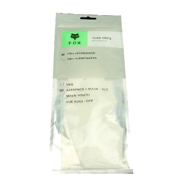 Pellicules Tear-Offs Standard Airspace & Main Junior 20KP Fox