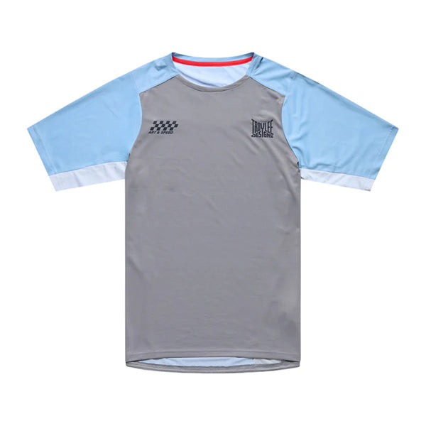 Chandail de vélo Skyline Pro Fangs Army Manches Courtes Troy Lee Designs Gris/Bleu, de face 