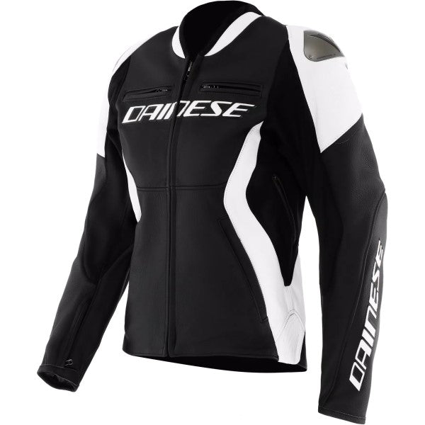 Manteau de Moto Racing 5 Femme Noir/Blanc de face
