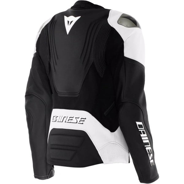 Manteau de Moto Racing 5 Femme Noir/Blanc de dos