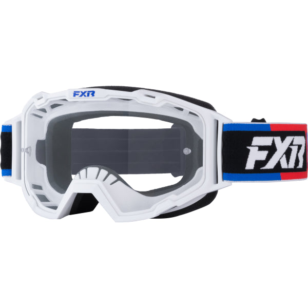 Lunette de Motocross Prime FXR bleu blanc et rouge