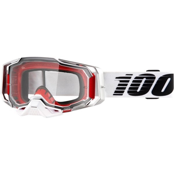 Lunettes de Motocross Armega Lentille Claire 100% Blanc/Rouge