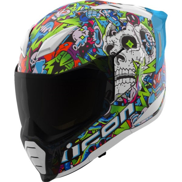 Casque Intégral de Moto Ultraflite Doodle 3 Blanc/Multicolore incliné de face