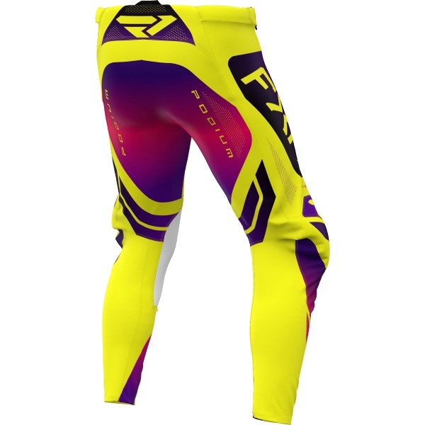 Pantalon de Motocross Podium Relay Mauve/Jaune de dos