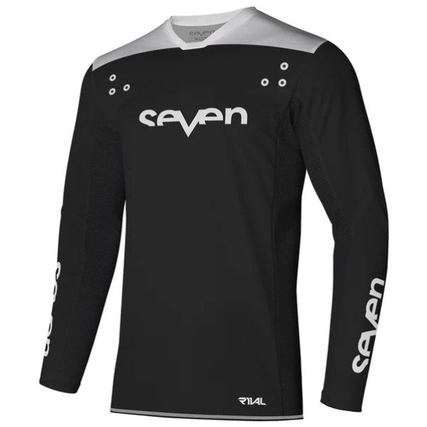 Chandail de Motocross Rival Staple - Liquidation/Seven/noie blanc, de face