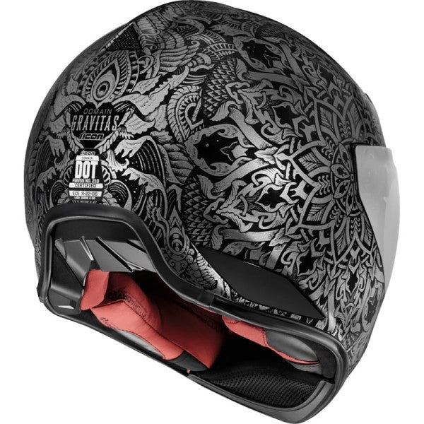 Casque Intégral de Moto Domain Gravitas Argent/Noir incliné de dos
