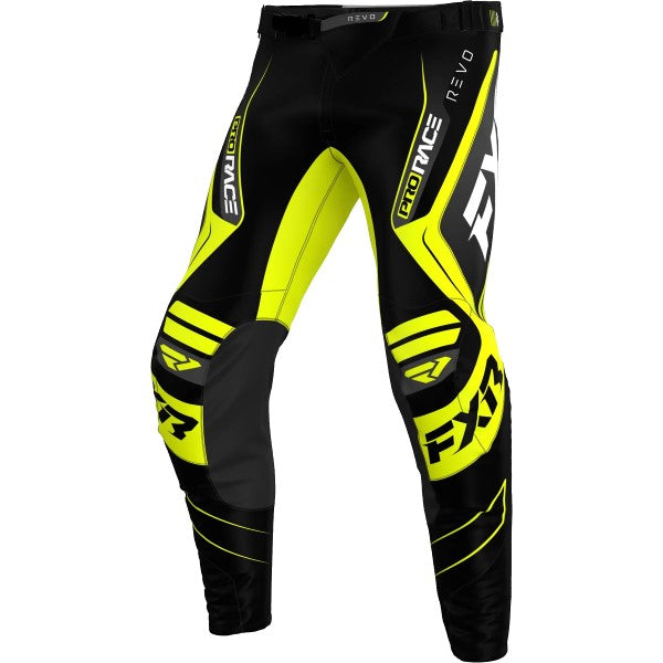 Pantalon de Motocross Revo Alpha Noir/Jaune de face