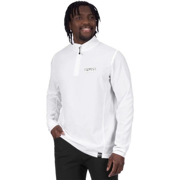 Chandail Breeze UPF 1/4 Zip Blanc Essayage Homme de face