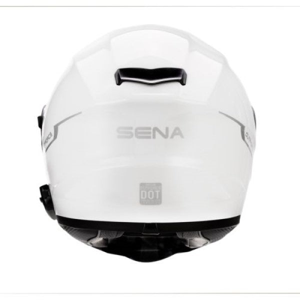 Casque Intégral de Moto Outforce/sena/blanc, arrière