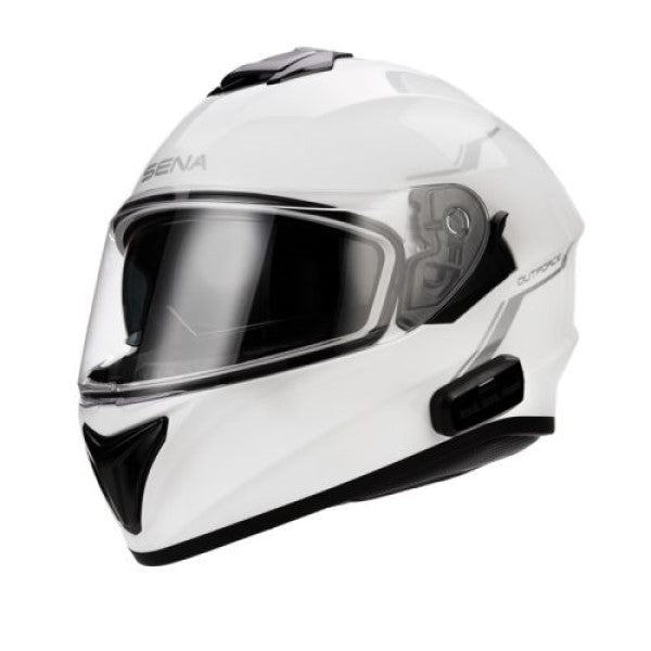 Casque Intégral de Moto Outforce/sena/blanc, coté gauche