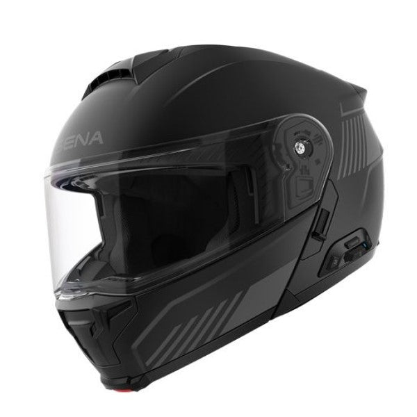 Casque Modulaire de Moto Specter Mesh ECE/Sena/Noir Mat, de profil