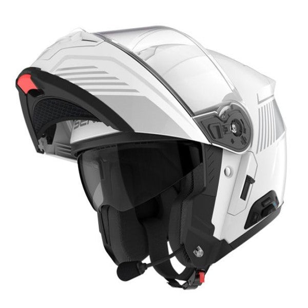 Casque Modulaire de Moto Specter Mesh ECE/Sena/Blanc, ouvert