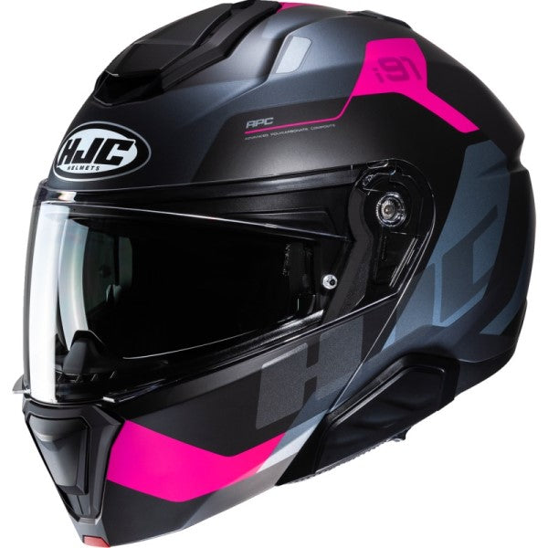 Casque Modulaire de Moto i91 Carst Gris/Rose incliné de droite