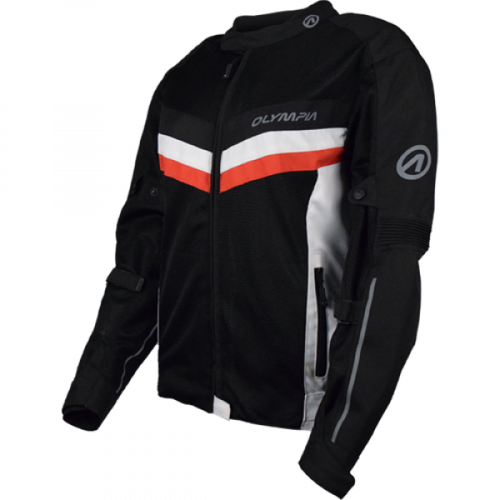 Manteau de Moto Olympia Eve 3 Femme Noir_Rouge_Blanc - Avant