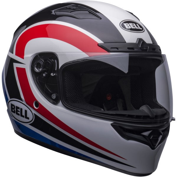 Casque Intégral de Moto Qualifier DLX MIPS Blitz Bleu/Blanc/Rouge incliné de gauche