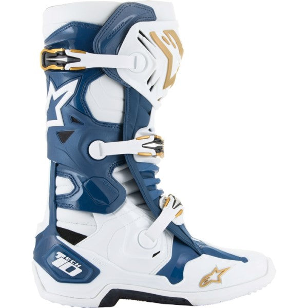 Bottes de Motocross Tech 10 Arlington - Édition Limitée Blanc/Bleu de gauche