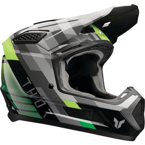 Casque de Motocross Fleet Camber Thor Noir/Vert, vue 3/4