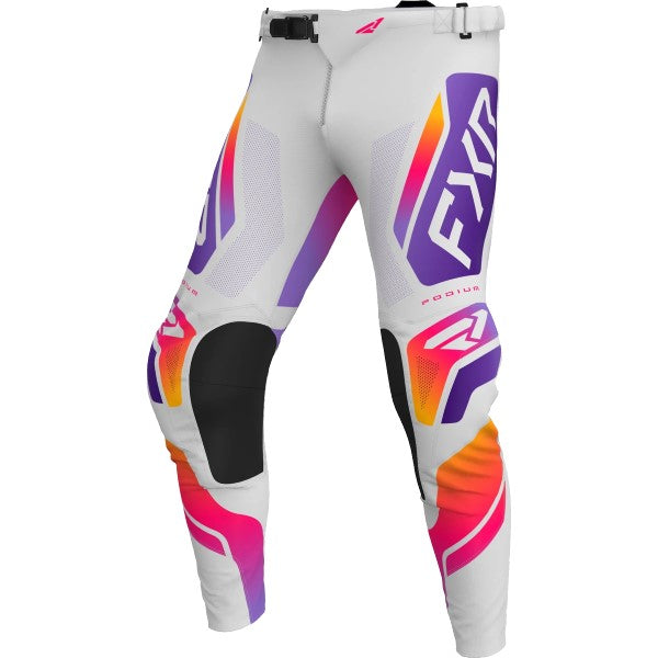 Pantalon de Motocross Podium Relay Blanc/Mauve de face